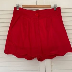 Tatyana Red Scalloped Shorts